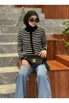 Comfort Striped Cardigan in Black